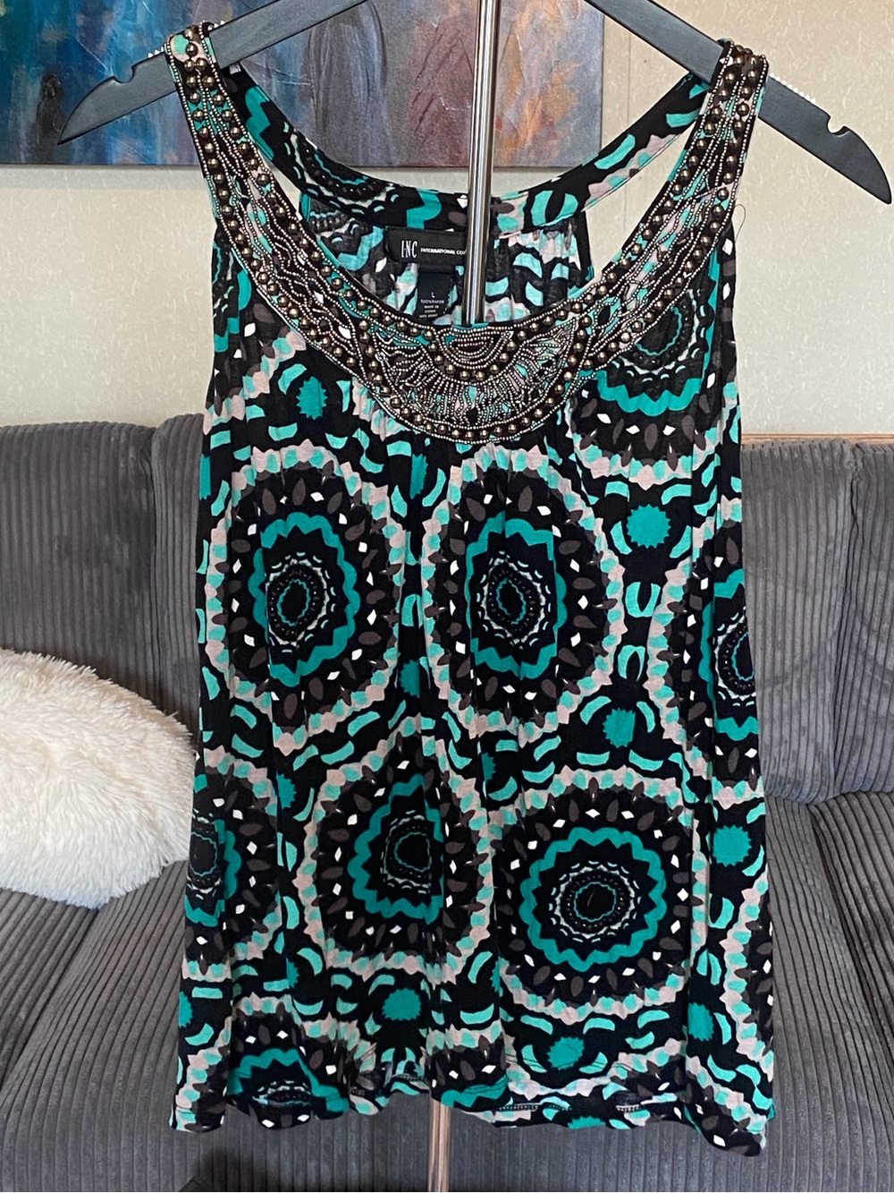 INC International Concepts Beaded Sleeveless Top